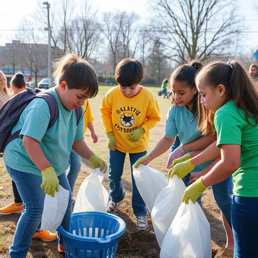 Bright Futures Academy students participating in a community clean-up initiative