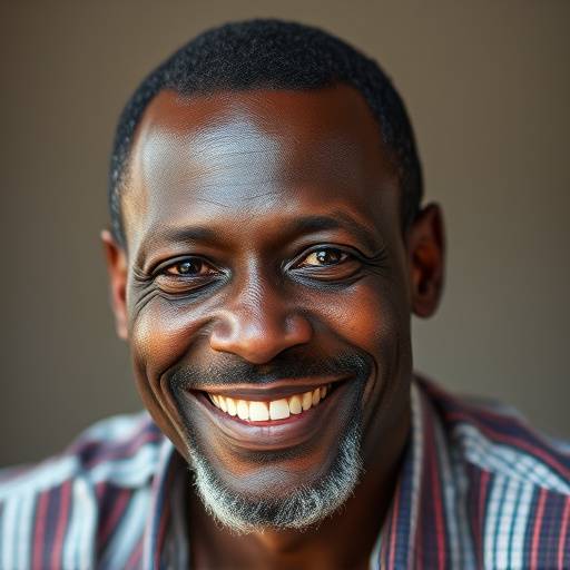 Portrait of David Okello, a parent, standing proudly.