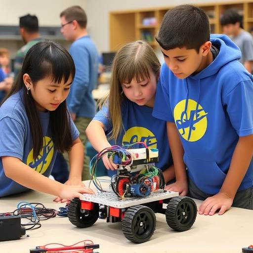 Students engaging in a STEM project, building a robot at Bright Futures Academy